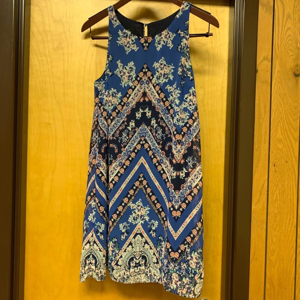Navy blue flower print dress